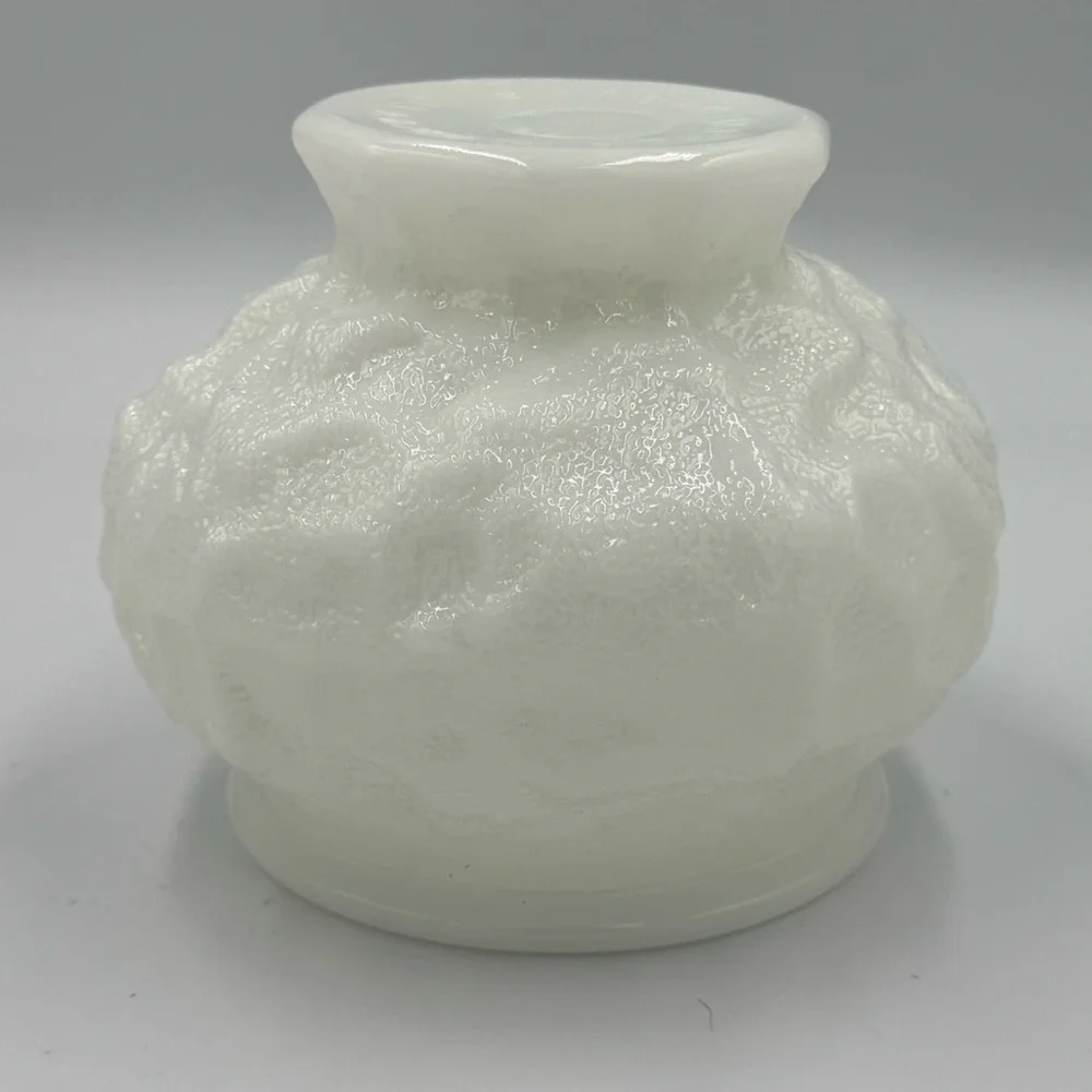 Vintage MCM E O Brody Milk Glass Crinkle Opaque Glass Bowl/Planter